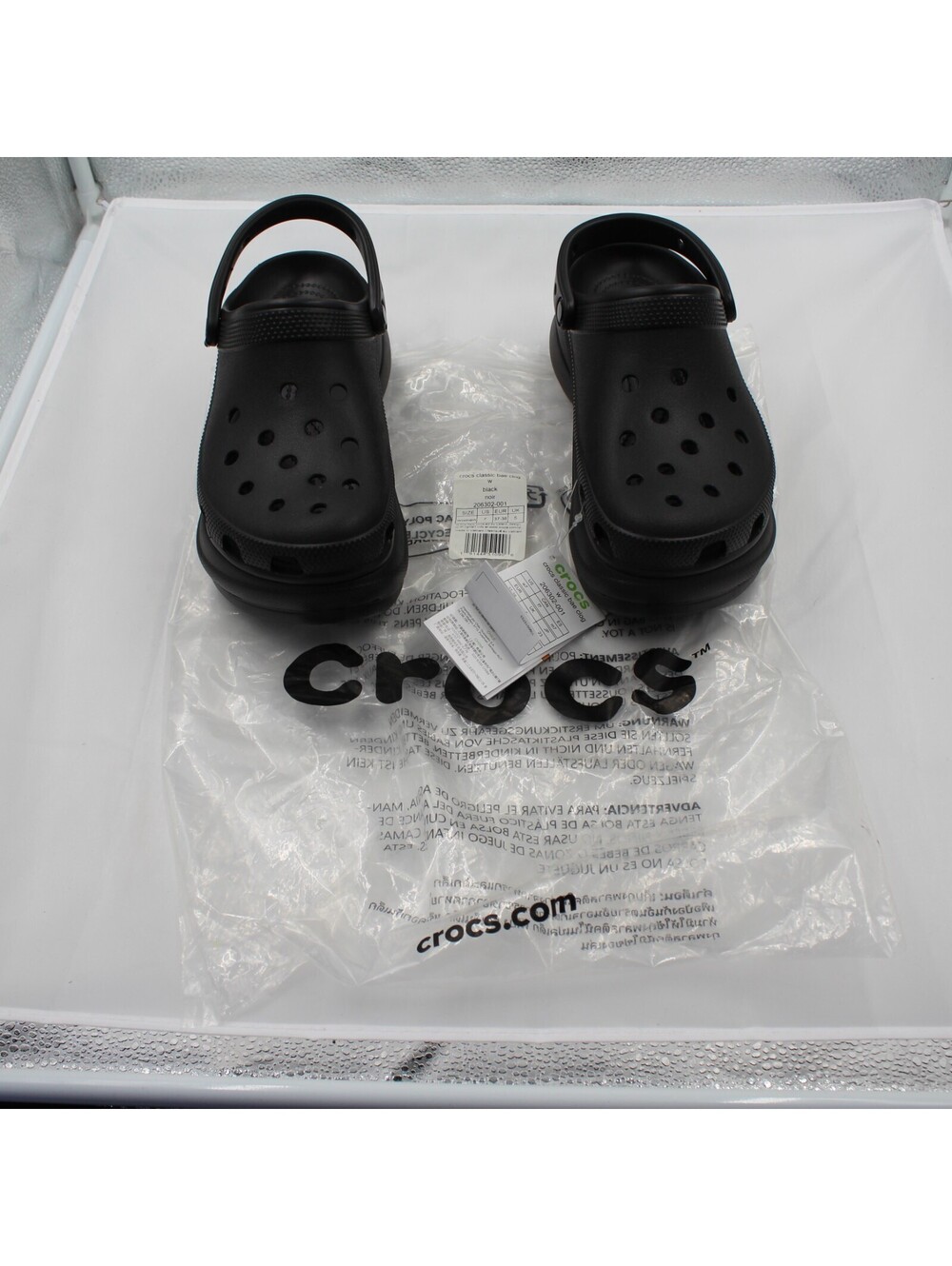 NEW Crocs Classic Bag Clog Black Platform Women Size 7 206302-001